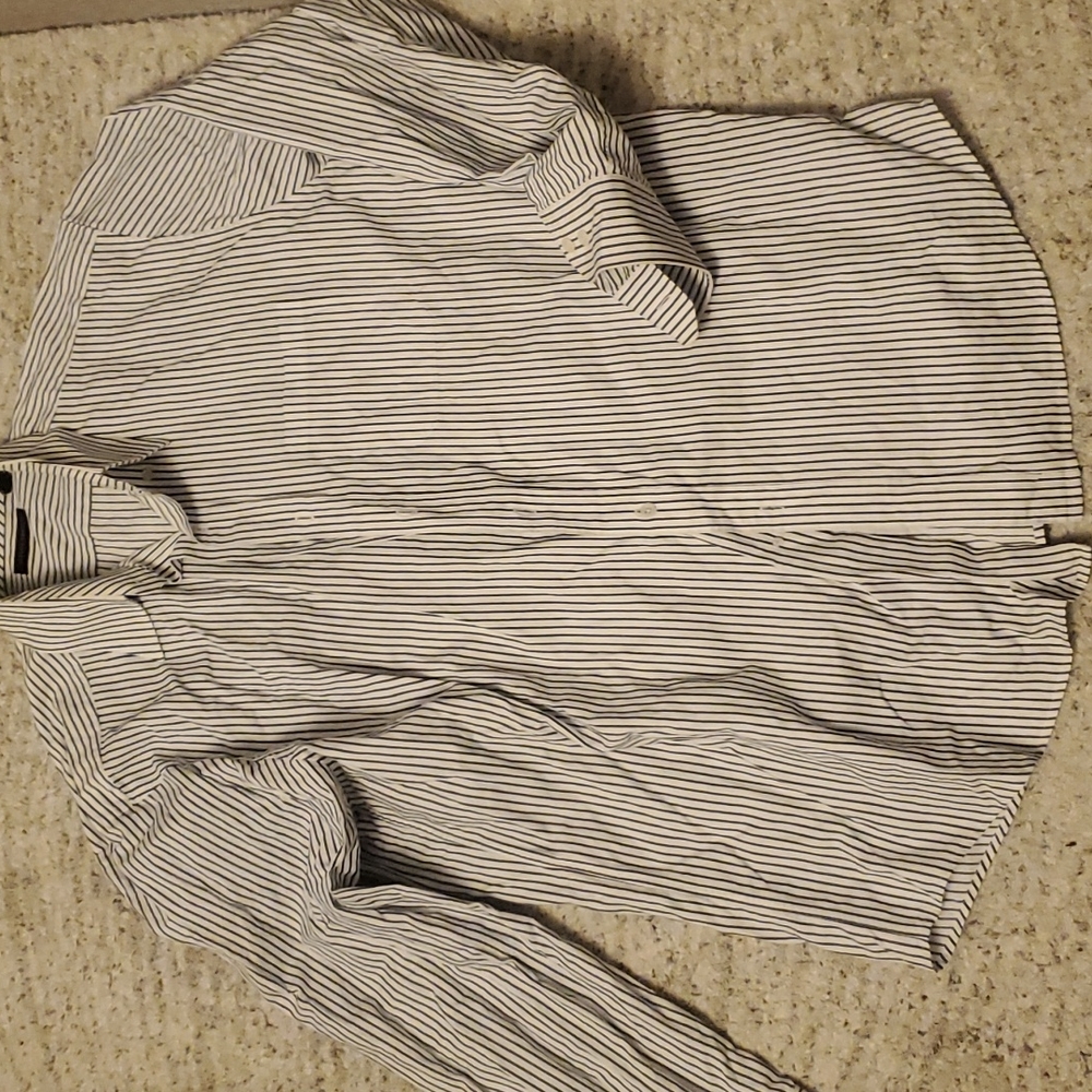 Men's  button up stripes gray n white  xl